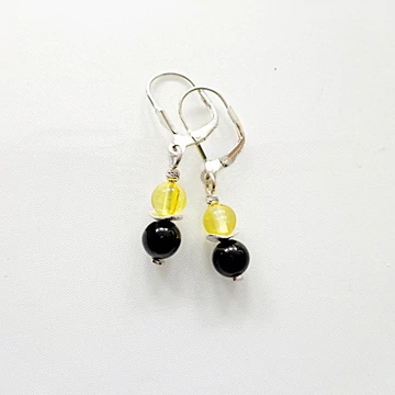 Borostyán kapcsos sötét többszínű fülbevaló ezüst