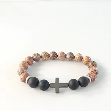 Leopárd jáspis - matt ónix női-férfi karkötő 10 mm Leopárd jáspis - matt ónix női-férfi karkötő 10 mm