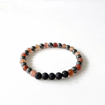 Hematit - hematitos kvarc -  lávakő illatosítható karkötő 6 mm Hematit - hematitos kvarc -  lávakő illatosítható karkötő 6 mm