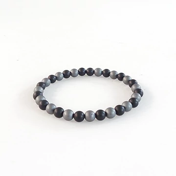 Matt ónix - matt hematit női - férfi karkötő 6 mm Matt ónix - matt hematit női - férfi karkötő 6 mm
