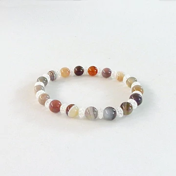 Botswana achát karkötő hegyikristállyal Botswana achát karkötő hegyikristállyal