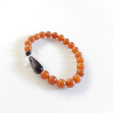 Narancs aventurin karkötő angyalkával 8 mm