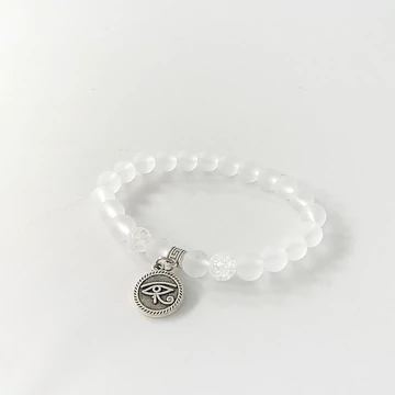 Matt hegyikristály karkötő 8 mm medálos