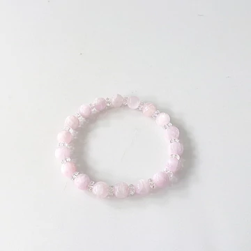 Kunzit karkötő hegyikristály korongokkal 8 mm Kunzit karkötő hegyikristály korongokkal 8 mm