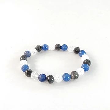 Larvikit - kékkvarc - hegyikristály karkötő 8 mm Larvikit - kékkvarc - hegyikristály karkötő 8 mm