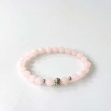 Rózsakvarc karkötő fazettált - köztessel 8 mm Rózsakvarc karkötő fazettált - köztessel 8 mm