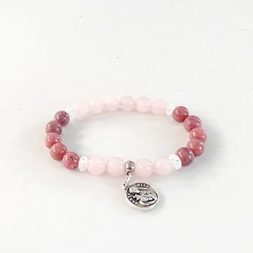 Rodonit - rózsakvarc medálos karkötő Rodonit - rózsakvarc medálos karkötő