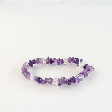 Ametiszt szemcsés karkötő hegyikristállyal Ametiszt szemcsés karkötő hegyikristállyal