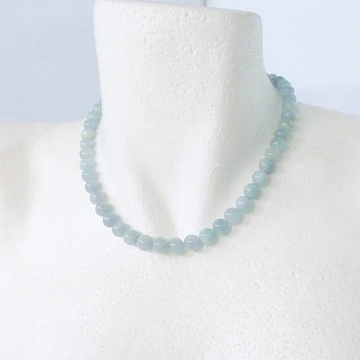 Akvamarin nyaklánc 8 mm 43 cm