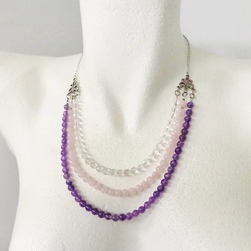 Ametiszt - rózsakvarc - hegyikristály lánc Ametiszt - rózsakvarc - hegyikristály lánc