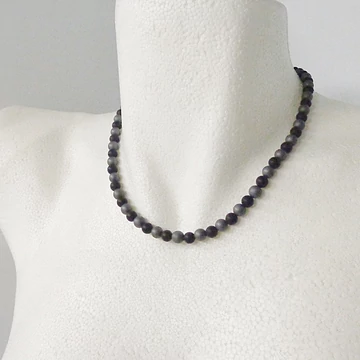 Matt ónix - matt hematit női - férfi nyaklánc 6 mm 42 cm Matt ónix - matt hematit női - férfi nyaklánc 6 mm 42 cm