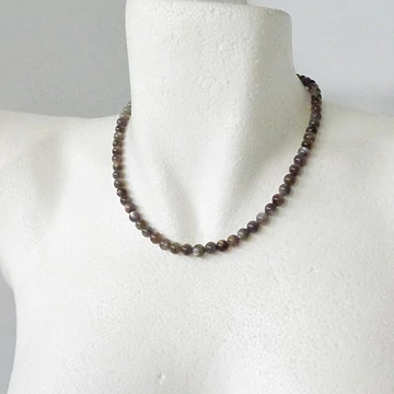 Fekete holdkő nyaklánc 6 mm 43 cm