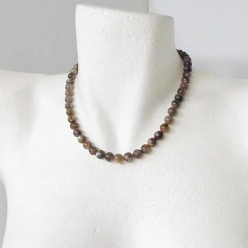 Fekete holdkő nyaklánc 8 mm 42 cm