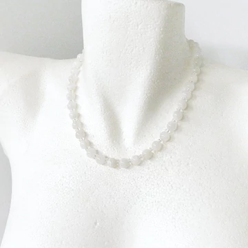 Szivárvány holdkő lánc hegyikristállyal 8 mm