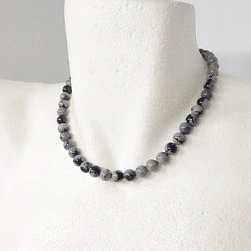 Hópehely obszidián női - férfi lánc 8 mm 42 cm