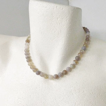 Szürke achát nyaklánc 8 mm 42 cm Szürke achát nyaklánc 8 mm 42 cm