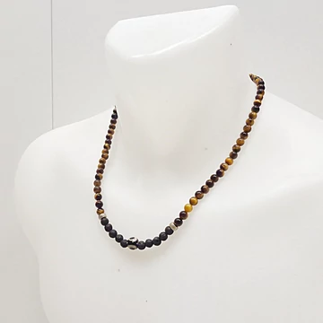 Tigrisszem - lávakő férfi lánc 6 mm 50 cm dzi köves