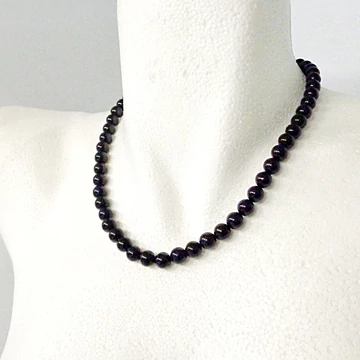 Fekete turmalin női - férfi lánc 8 mm 45 cm