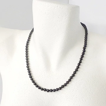Fekete turmalin női - férfi lánc 6 mm 50 cm
