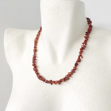 Vörös jáspis szemcsés lánc 49 cm