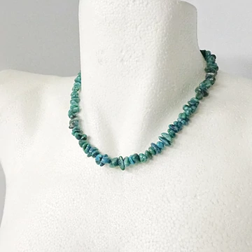 Türkiz gömbölyített szemcsés lánc zöldes Türkiz gömbölyített szemcsés lánc zöldes