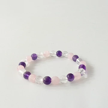 Gyermek és női hegyikristály - ametiszt - rózsakvarc karkötő 6 mm Gyermek és női hegyikristály - ametiszt - rózsakvarc karkötő 6 mm