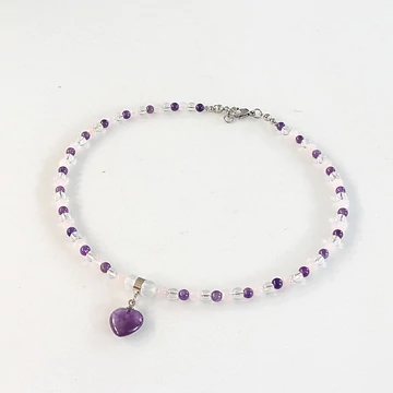 Gyermek lánc ametiszt - hegyikristály - rózsakvarc medálos 4 mm Gyermek lánc ametiszt - hegyikristály - rózsakvarc medálos 4 mm