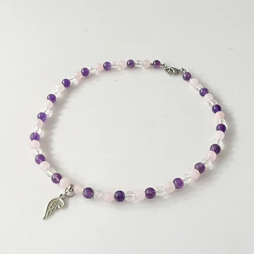 Gyermek lánc ametiszt - hegyikristály - rózsakvarc medálos 6 mm Gyermek lánc ametiszt - hegyikristály - rózsakvarc medálos 6 mm