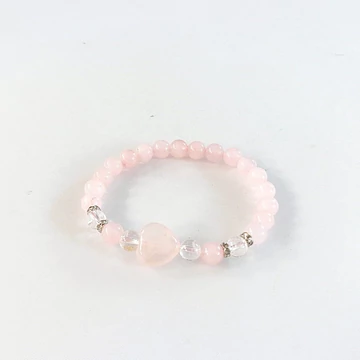 Gyermek rózsakvarc  szíves karkötő Gyermek rózsakvarc  szíves karkötő