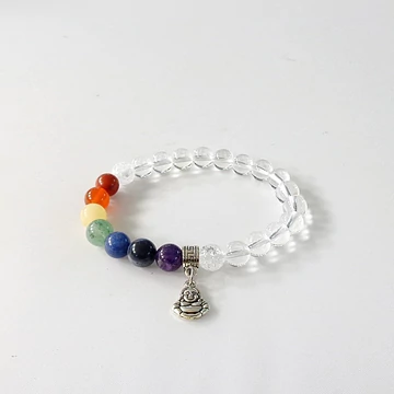 Hegyikristály csakra karkötő medálos 8 mm