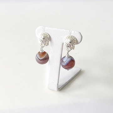 Botswana achát egyedi ezüst klipsz fülbevaló 11130 Botswana achát egyedi ezüst klipsz fülbevaló 11130