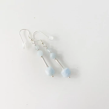 Akvamarin hosszú fülbevaló ezüst