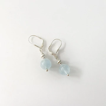 Akvamarin 1 golyós fülbevaló ezüst