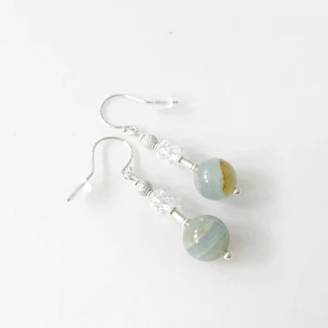 Aragonit kék hosszú fülbevaló ezüst