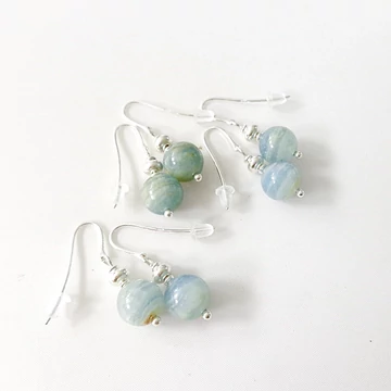 Aragonit kék 1 golyós fülbevaló ezüst