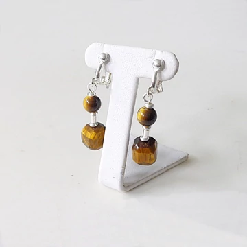 Tigrisszem egyedi ezüst klipsz fülbevaló 13400