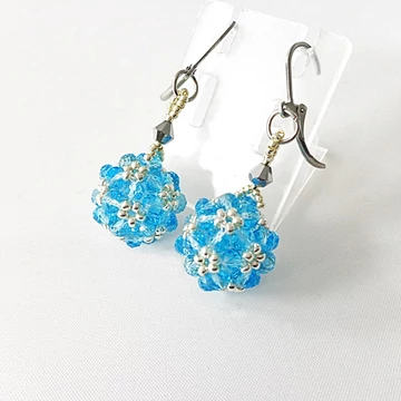 Bogyós fülbevaló rondell kék