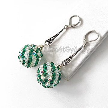 Swarovski fülbevaló gömb spirálos