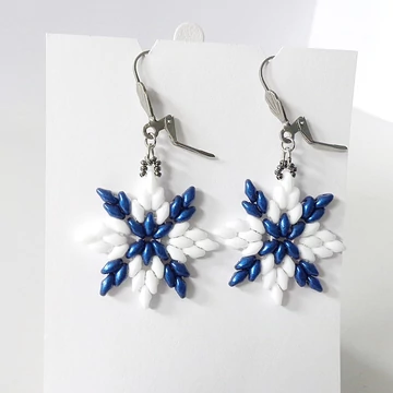 Csillag fülbevaló fehér-sötétkék