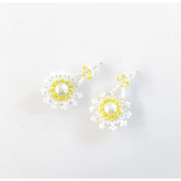 Csipke fülbevaló fehér - sárga
