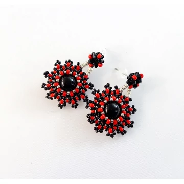 Csipke fülbevaló obszidiánnal