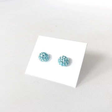 Strasszköves pötty fülbevaló türkizes színben
