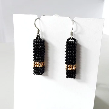 Fekete - rosegold színű hasáb fülbevaló