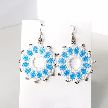 Mandalás fülbevaló világoskék