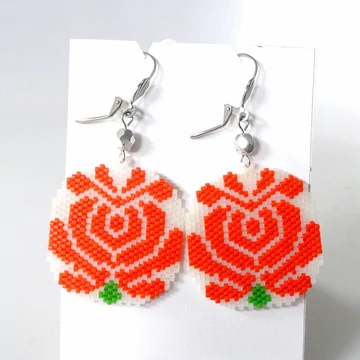 Matyó mintás fülbevaló tulipános