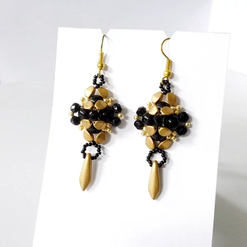 Méma fülbevaló fekete - arany