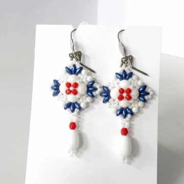 Méma fülbevaló kék - piros - fehér