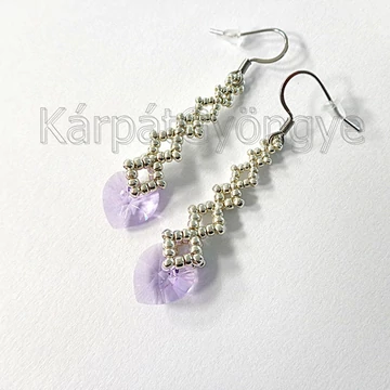 Swarovski szíves fülbevaló áttetsző lila