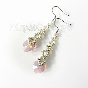 Swarovski szíves fülbevaló lila opálos