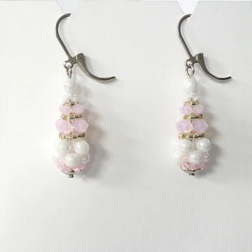 Théba fülbevaló fehér-rózsaszín